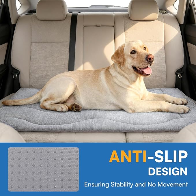 Queenmore Large Dog Cooling Mat for Dog, Portable Flat Pet Bed for Dogs and Cats, Non-Slip Summer Pet Sleeping Mat, Machine Washable, Dogs Cooling Pad Indoor (Grey Wave, XLarge(43" x 31"))
