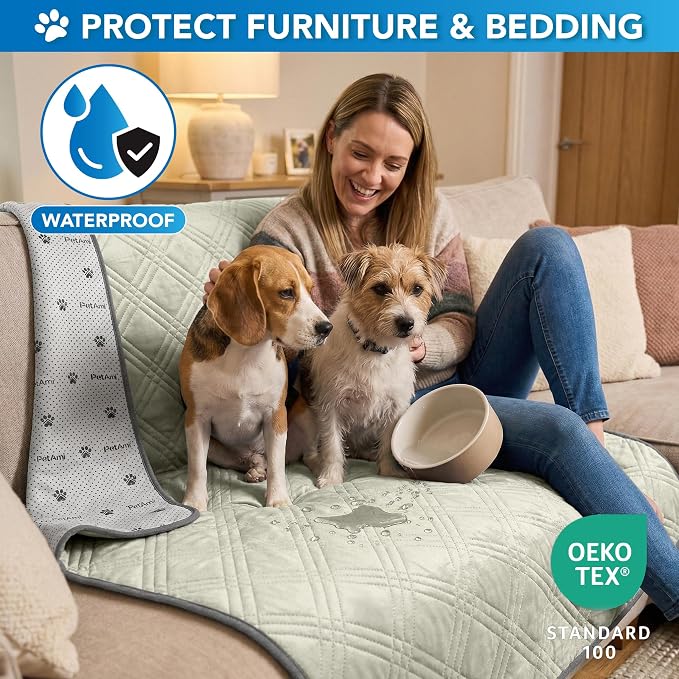 PetAmi Dog Cooling Mat, Waterproof Self Cooling Dog Pad with Non-Slip Backing, Q-Max >4.0 Pet Cooling Mat for Crate, Couch, Kennel & Car, Indoor Outdoor Summer Use, Beige, 29x40