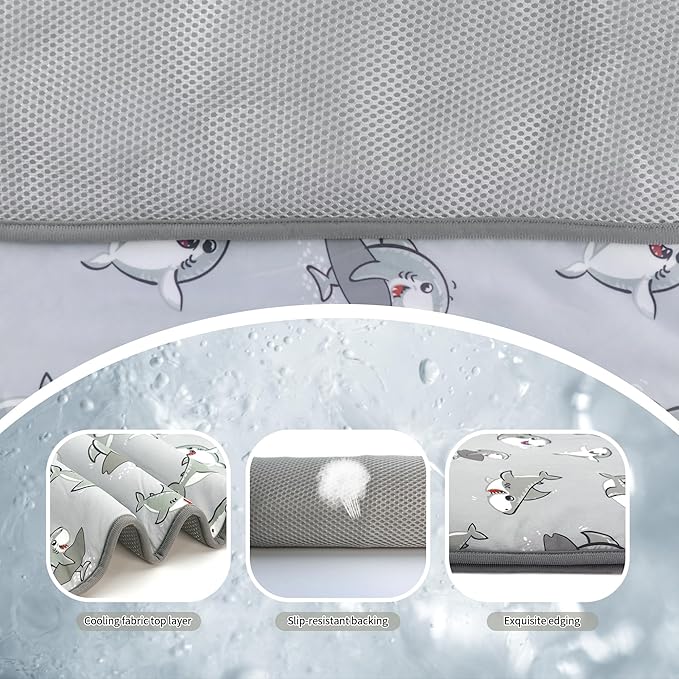 DELIFUR Cat Cooling Mat- Pet Cooling Mat Outdoor for Dogs Self Pad for Kitten Cat Puppy Machine Washable (Medium, Grey Shark)