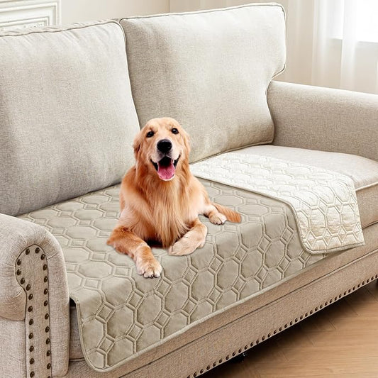 ZNSAYOTX Ultimate Cozy Blankets (30"x53") 100% Waterproof Sofa Mat Blanket for Dog Pets, Bed Couch Protector with Non-Slip Back Washable Durable, Pee Scratch Proof Easy to Clean (Khaki)