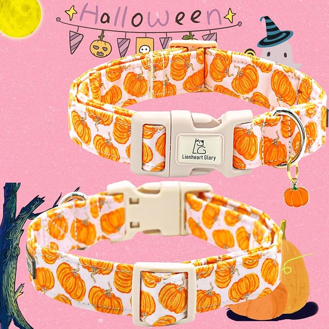 Lionheart Glory Halloween Dog Collar - Pink, Heavy Duty, Adjustable, Fall Collar for Large Dogs, Female or Male