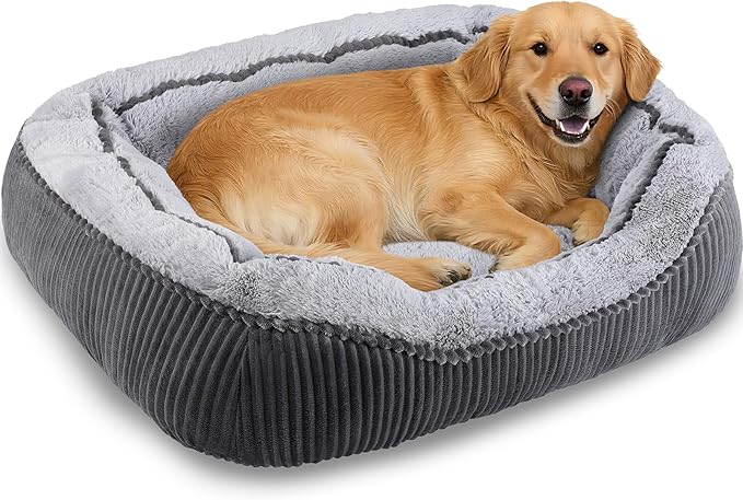 Large Dog Bed for Large Dogs, Rectangle Dog Bed Large Size Dog, Washable Orthopedic Pet Bed, Durable Calming Puppy Bed with Anti-Slip Bottom(35"x25"x10")