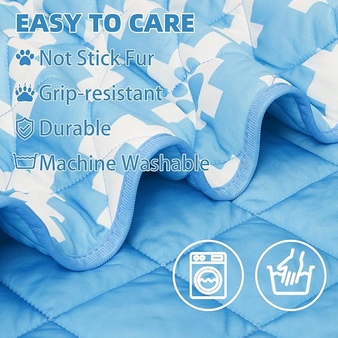 PUPTECK Dog Cooling Mat for Medium Large Dogs, Blanket for Kennels Crate Floor, Pets Cooling Pad, Dog Cat Summer Sleeping Outside, Blue Paw X-Large 40"x60"