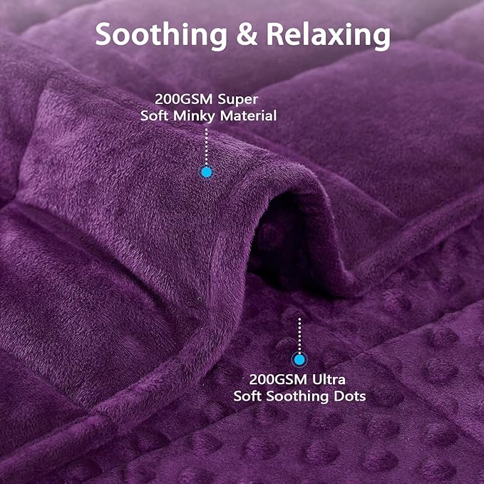 L'AGRATY Weighted Blanket for Adult - 48"x72" 20lbs Minky Dots Heavy Blanket with Glass Beads Soft Breathable for All-Season Summer Fall Winter Thick Comfort for Sleeping