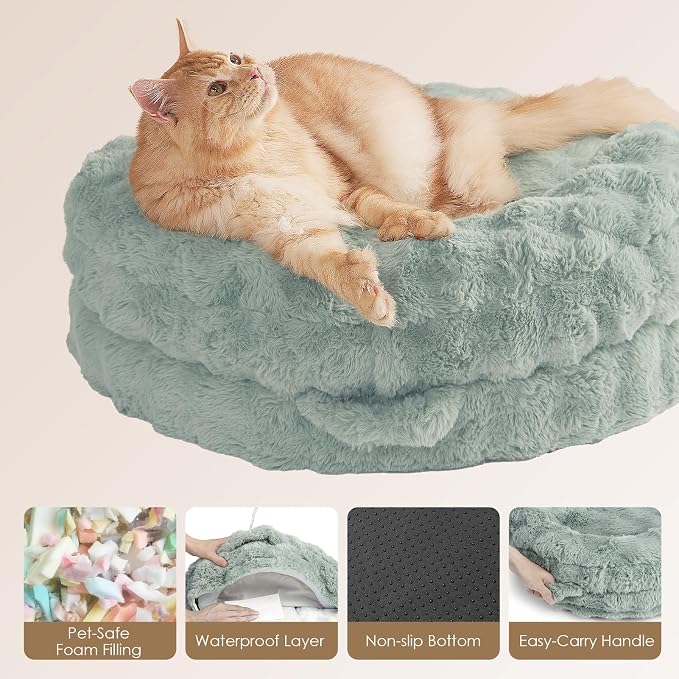 EHEYCIGA Dog Bed Medium Size Dog, Fluffy Small Dog Couch with Removable Washable Cover, Bolster Pet Sofa, Waterproof and Non-Slip, 30" x 30"x 8.5", Green
