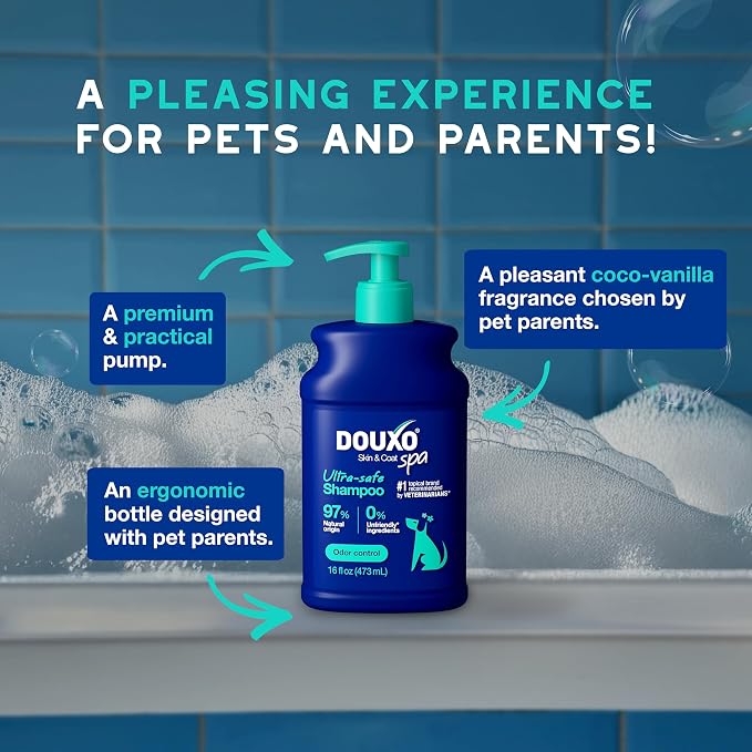 DOUXO SPA Dog Shampoo for Smelly Dogs, 16 fl oz, Hydrates the Skin, Removes Bad Odor, Leaves the Coat Soft and Smelling Great, Ultra-Safe Formula