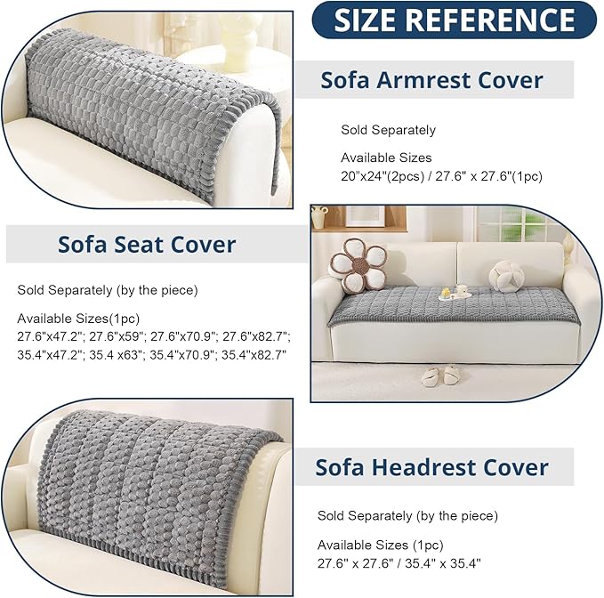 OstepDecor Couch Cover for Dogs, Washable Non Slip Sofa Cover for Pets, Soft Couch Covers for Sofa, Loveseat and Sectional, Furniture Protector Against Pet Hair & Scratches (20" x 24", Grey)