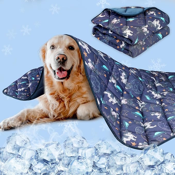 Premium Cooling Mat for Large Dogs - Washable Dog Cooling Throw Blanket，Durable Self Cool Pet Mat for Cat, Soft Summer Blanket for Hot Weather, 60''x80''