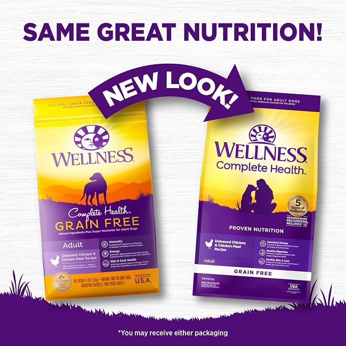 Wellness Complete Health Adult Dry Dog Food, Grain Free Kibble, Natural, Chicken Recipe, 24 lb Bag