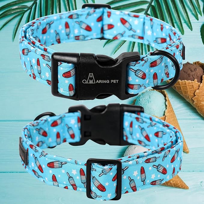 ARING PET Summer Dog Collar, Cute Blue Ice Pop Pet Collars with Quick Release Buckle for Puppy Small Medium Large Boy Girl Dogs-XS