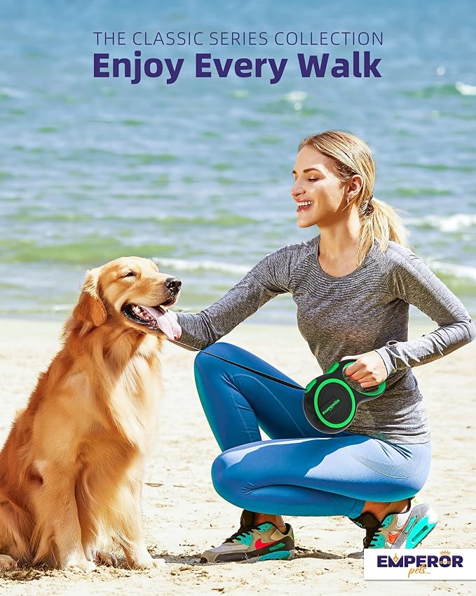 Emperor Pets 26 ft Retractable Dog Leash Large Dogs - Up to 110lbs, Heavy Duty Leash Retractable 26 ft, Dog Leashes for Large Breed Dogs -GN26