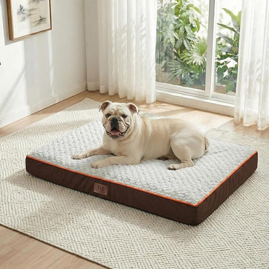 WESTERN HOME WH Orthopedic Dog Bed Medium Size Dog, Waterproof Medium Pet Bed with Removable Washable Cover and Nonskid Bottom, Thick Egg Crate Foam Pet Beds, Brown 30"
