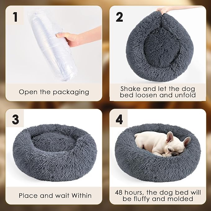 Extra Large Dog Beds, 36 Inch Human Dog Anxiety Relief Comfort Bed, Indestructible & Chew Proof Pet Beds (Dark Grey)