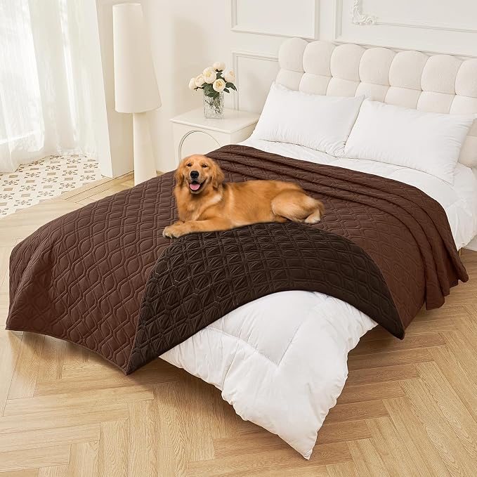 Smiry Reversible Waterproof Couch Covers for Sofa, Washable Dogs Pet Couch Covers for 3 Cushion Sofa Pet Friendly, Water Resistant Furniture Protector Slipcover, Geometric (82"x120", Brown/Chocolate)