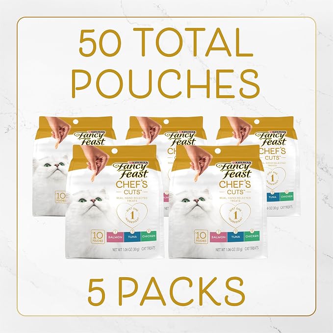 Purina Fancy Feast Natural Cat Treats Variety Pack, Purely Natural - (Pack of 5) 10 ct. Pouches