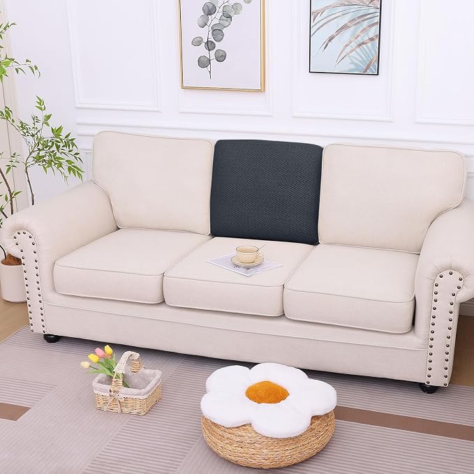 hyha Waterproof Couch Cushion Covers, Wear Resistant Couch Cover, Anti Slip Sofa Slipcovers Washable, Soft Thick Jacquard Furniture Protector for Pets Dog (1 Piece for Backrest M, Dark Grey)