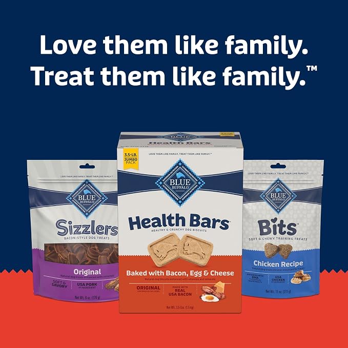 Blue Buffalo Health Bars Bacon, Egg & Cheese Crunchy Dog Biscuits, Oven-Baked with Real Bacon & Natural Ingredients, Healthy Dog Treats with No Artificial Flavors or Preservatives, Jumbo Box 3.5 lbs.