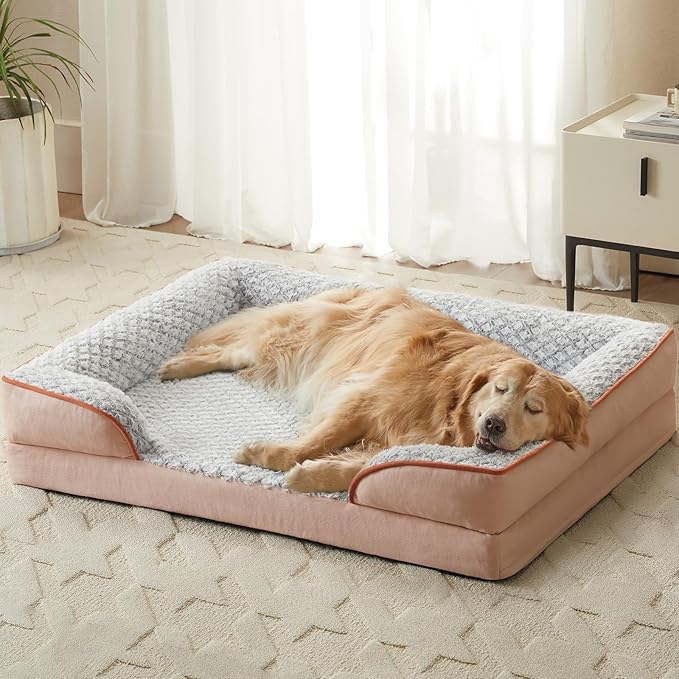LEXTRO Orthopedic Dog Bed for Extra Large Dogs, Egg Crate Foam Bed for Extra Large Dogs, Equipped with Removable Waterproof Pillow Cover and Anti-Slip Bottom, Pet Bed