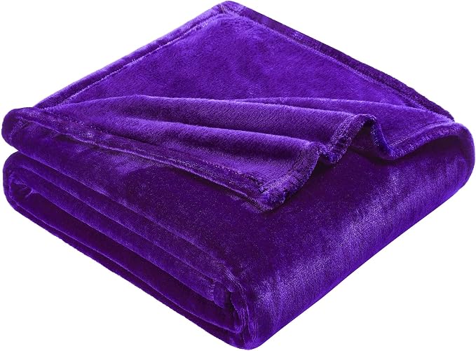 DREAMNINE Extra Large Fleece Blanket, Soft Comfy Fluffy Bed Blankets Queen Size 90" x 90",Luxury Decorative Fuzzy Blanket for Bedroom,Big Cozy Shaggy Warm Flannel Blankets for Winter Autumn Pet,Purple