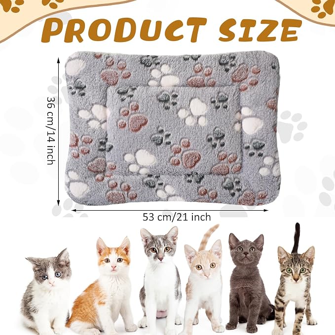 Tuanse 4 Pack Ultra Soft Dog Cat Bed Mat Small Animal Guinea Pig Bed with Cute Print Reversible Fleece Dog Crate Kennel Pad Cozy Washable Thickened Hamster Pet Beds Mat(21 x14 Inches,Light Gray)