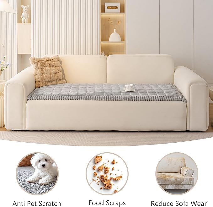 MEETSKY Light Grey Couch Covers for 2 Cushion Sofa, Non Slip Sofa Cover for Dogs Washable, Soft Sofa Slipcovers Couch Protector Pet Friendly Dog Mat for Couches and Sofas, 27.6" x 70.9"