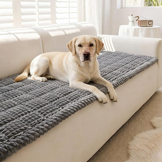 Couch Cover for Dogs Washable, Non Slip Couch Covers for 3 Cushion Sofa Pet Friendly, Fuzzy Pet Couch Cushion Covers for Dog,Thick,Soft for Sofa Protector (Dark Gray, 27.6" x 82.7"/70 x 210cm)