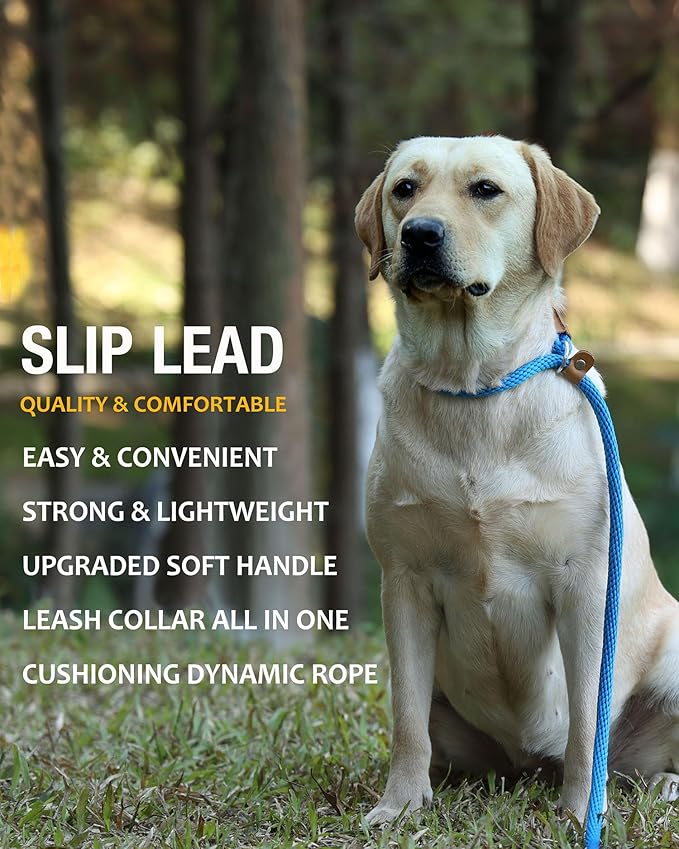 lynxking Dog Leash Slip Lead 5 6 8 FT Dog Training Leash Strong Heavy Duty Braided No Pull Training Lead for Small Medium Large Dogs