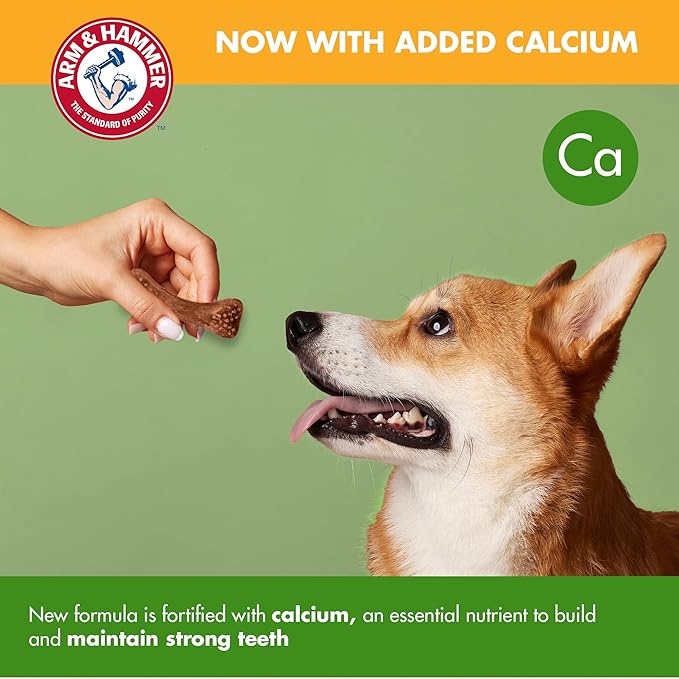 Arm & Hammer for Pets Nubbies Dental Treats Baking Soda Calcium Nubbed Texture Scrubs Plaque Tartar Peanut Butter Flavor Freshens Breath Daily Oral Care 20 Count 7 OZ Single Bag Home Dental Care