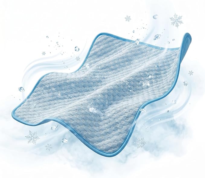 Dog Cooling Mat for Small & Medium Pets, 24"x20" (60x50cm) - Gel Free Ice Silk Self-Cooling Pad, Non-Slip Summer Pet Bed, Portable & Scratch Resistant, Blue