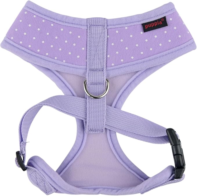 Puppia Dotty Dog Harness A (Over-the-Head) Fashionable Polka Dot Pattern Spring Summer Harness for Small Dogs, Violet, Large
