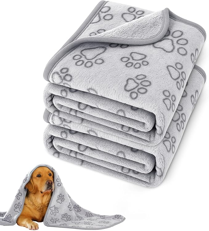 Dog Blankets for Medium Dogs, Cat, Premium Soft Dog Blankets for Small Dog Washable, Puppy Blanket Dogs Essentials for Puppies (2, Grey, 41" x 30")