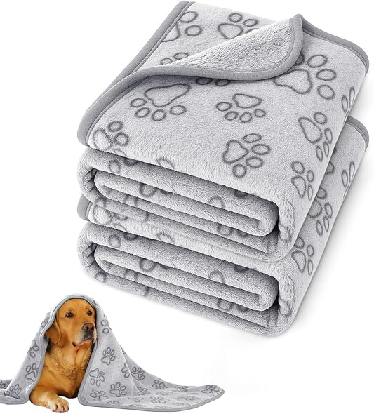 Dog Blankets for Medium Dogs, Cat, Premium Soft Dog Blankets for Small Dog Washable, Puppy Blanket Dogs Essentials for Puppies (2, Grey, 41" x 30")
