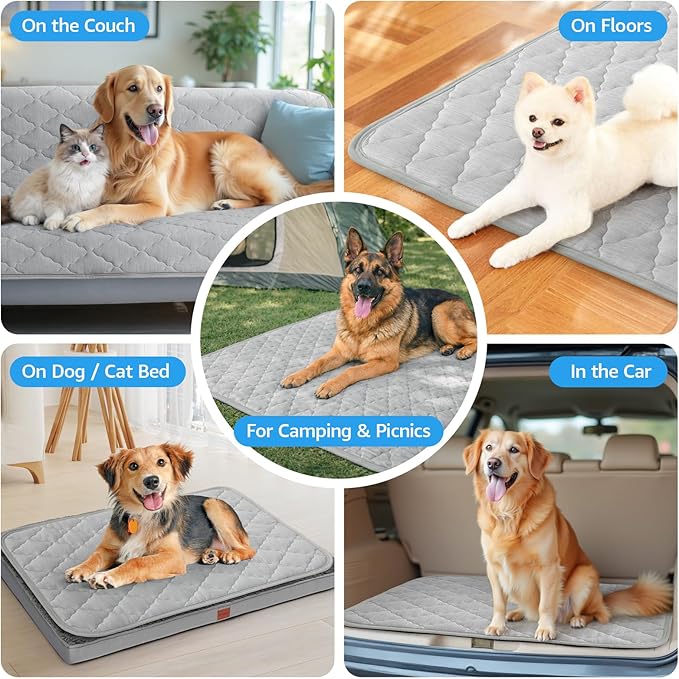 LOOBANI Dog Cooling Mat for Medium Dogs 36"x23"- Cooling Pad for Dog, Cool Blanket for Dogs Machine Washable, Pet Cool Mat for Indoor, Outdoor, Couches, Crates, Car Seats for Trips (Grey, 36"x23")
