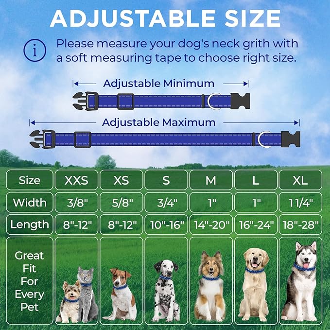 TECEUM Reflective Dog Collar – Navy Blue – XL – Extra Soft Padding – Basic Nylon Pet Collar – Quick Release Buckle – Fits Small, Medium and Large Dogs, Puppies, Cats – ESA & Service Dog Options