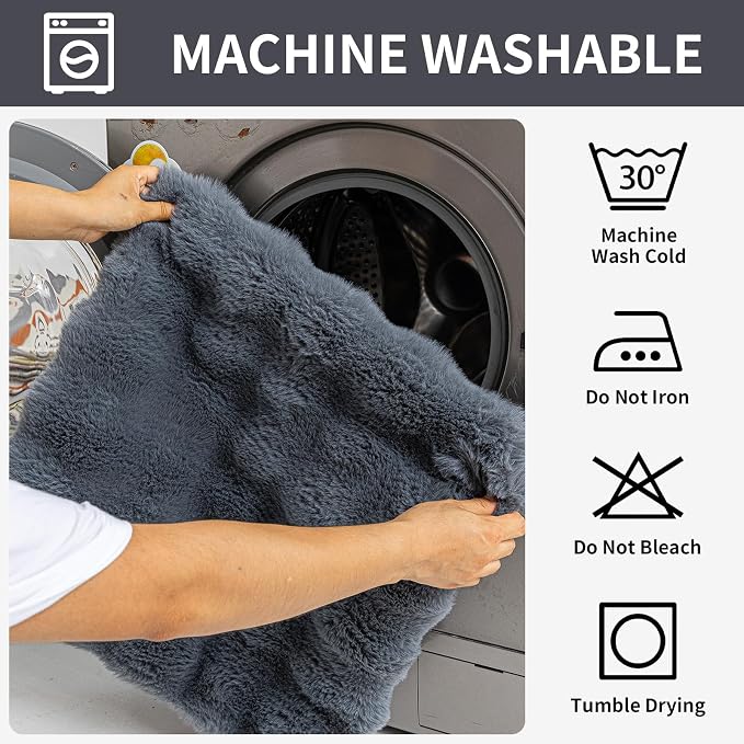 Faux Fur Couch Cover, Soft Warm Plush Sofa Couch Cover, Non Slip Sectional Sofa Slipcovers for L Shaped, Washable Furniture Protector for Kids, Dogs(Dark Gray, 36"x 83")