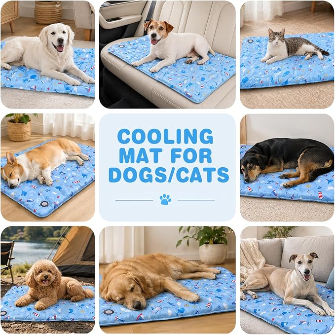 teemoo Dog Cooling Mat, 35.4" x 23.6" Cooling Mat for Large Dogs, Non-Toxic Gel, Cool Pet Pad, Cooling pad for Dog, Pet Cool Pad for Floors, Sofas, Kennels (L)