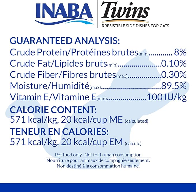 INABA Twins for Cats, Side Dish/Topper Cups, 1.23 Ounces per Serving, 12 Servings, Chicken Recipe