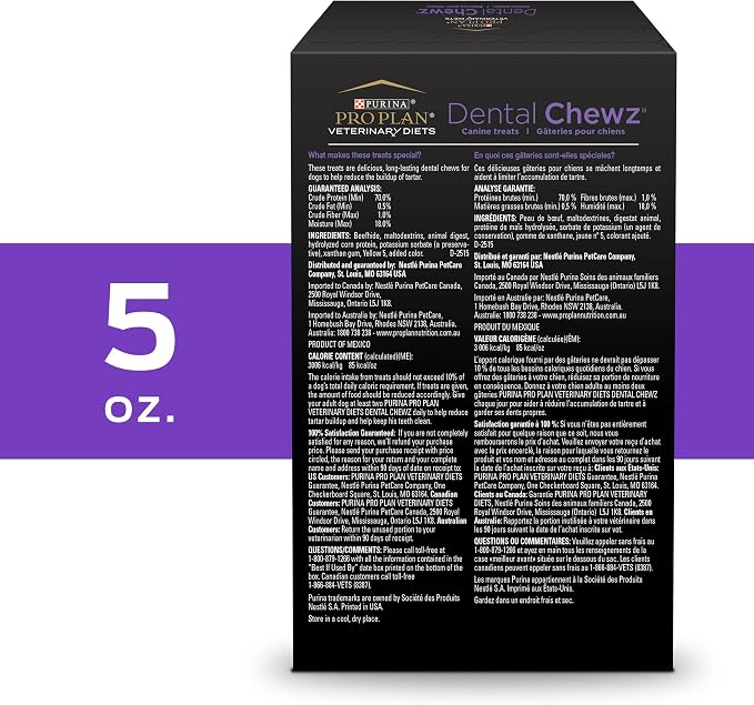 Pro Plan Veterinary Diets Dental Chewz Dog, 5 oz | Treats | Box | Pack of 2