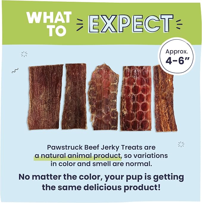 Pawstruck Premium Beef Jerky Dog Treat Chews, 4"-6" Strips – Hip & Joint Health, Naturally Rich in Glucosamine & Chondroitin, No Added Preservatives – 15 Count