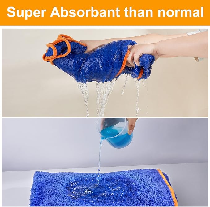 Bienbee Dog Bathrobe, Quick Drying Super Absorbent Pet Robes for Small Medium Large Dogs, Drying Coat for After Bath & Swim, Warm & Cozy Dogs Towels, Dog Puppy Bath Supplies, Dark Blue L