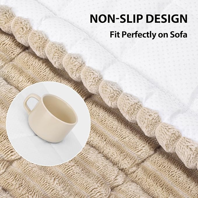 Fixwal Waterproof Dog Couch Cover, Washable Non-Slip Pet Couch Covers for Sofa, Leak-Proof Sofa Protector for Dogs, Pet Friendly Thick Soft Fuzzy Furniture Cover (Coffee, 27.6" x 59.1")