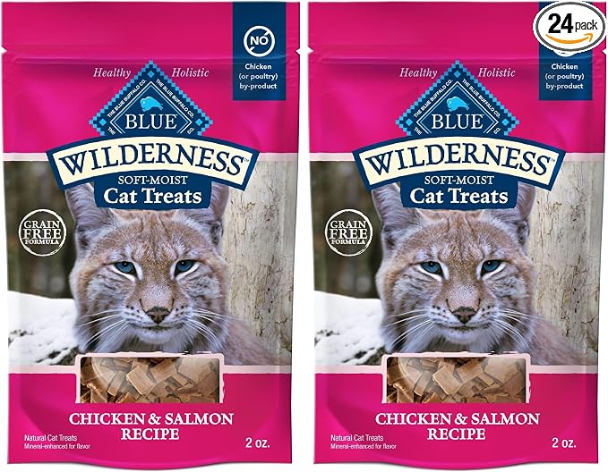 Blue Buffalo Wilderness Grain Free Soft-Moist Chicken & Salmon Cat Treats,2-oz. Bag,(Pack of 2)