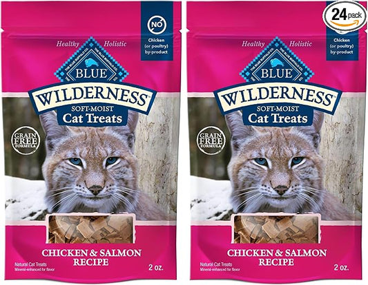 Blue Buffalo Wilderness Grain Free Soft-Moist Chicken & Salmon Cat Treats,2-oz. Bag,(Pack of 2)