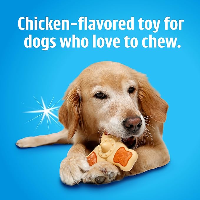 Hartz Chew ‘n Clean Chew Toy and Treat in One Chicken Flavored Tri-Point Dog Toy, Small