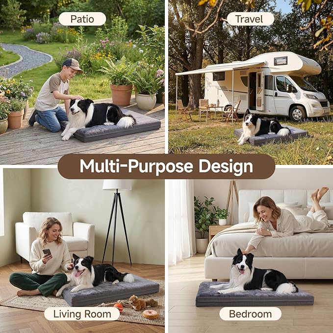 Waterproof Dog Bed for Crate, Reversible Outdoor Dog Crate Bed, Kennel Beds Pet for Small Medium Dogs, Waterproof, Wipeable, Anti-Slip, Washable, 29" x 18", Dark Grey