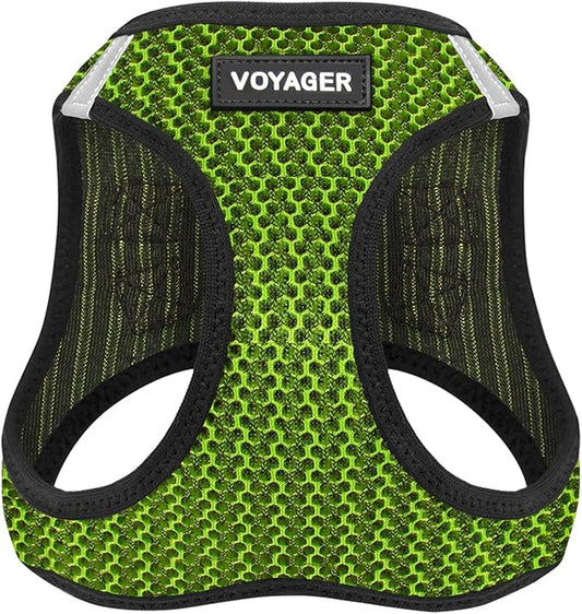 Best Pet Supplies Voyager Step-in Air Harness - All Weather Mesh, Reflective, No Pull Harness for Dogs, Cats - Secure with Hook & Loop Fastener, Buckle, Double D-Rings - Lime Green 2-Tone, M