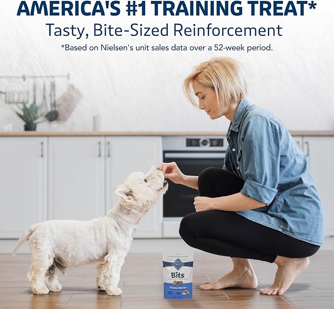 Blue Buffalo Bits Chicken Soft & Chewy Dog Treats, Bite-Sized for Training, Made with Real Chicken & Enhanced with DHA, Heart-Shaped Dog Treats, Made in the USA with Natural Ingredients, 19 oz.