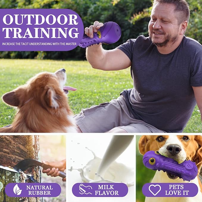 ZIKATON Dog Squeaky Toys for Aggressive Chewers, Durable Chew Toys for Large Medium Breed Dog, Dog Toys, Tough Durable Dogs Toys with Natural Rubber