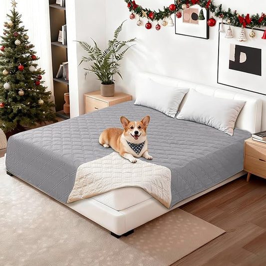 Waterproof Couch Covers for Pets, Waterproof Dog Bed Cover, Anti-Slip Soft Dog Blankets, Couch Cover for Dogs Washable, Pet Blanket for Puppy Large Dogs Cat (82x102 Inch, Light Grey)