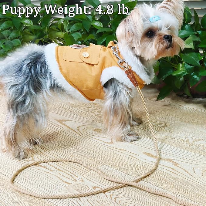 5FT Cotton Puppy Leash for Small Dogs, 1/5" Thin Braided Rope Dog Leash Lightweight & Soft for Tiny Breeds/Cats Daily Walks Training, Brown
